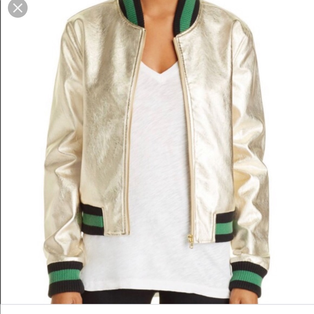 Aqua gold bomber jacket